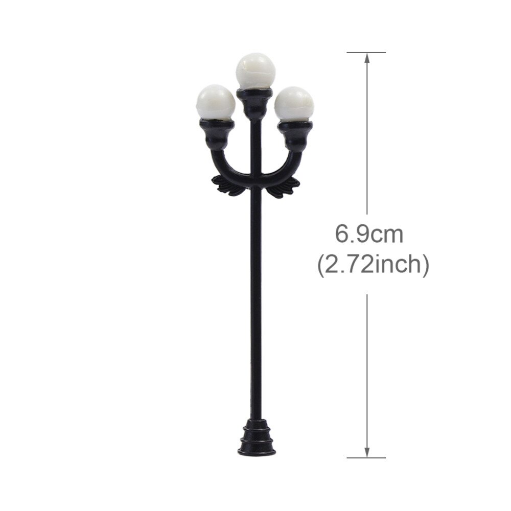 LNH37 10 stks Modelspoor Lantaarnpaal lampen Street Lights HO OO TT Schaal LEDs Drie hoofden Lamp