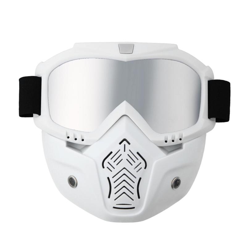 Removable Motorcycle Riding Racing Goggles Face Mask ATV MX Off-road Dirt Bike Windshield Glasses Skiing Snowboard Eyewear: Silver Lens