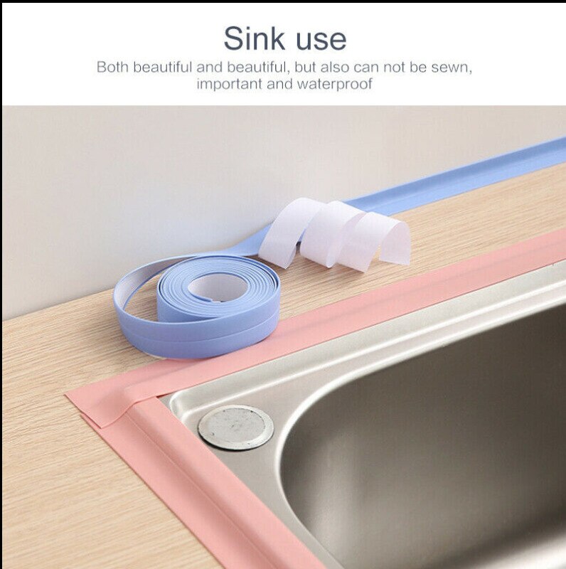 1Roll Sealing Strip Self Adhesive Bath Wall Sealing Strips Kitchen Bathroom Sink Basin Edge Trim strip 3.2m Length