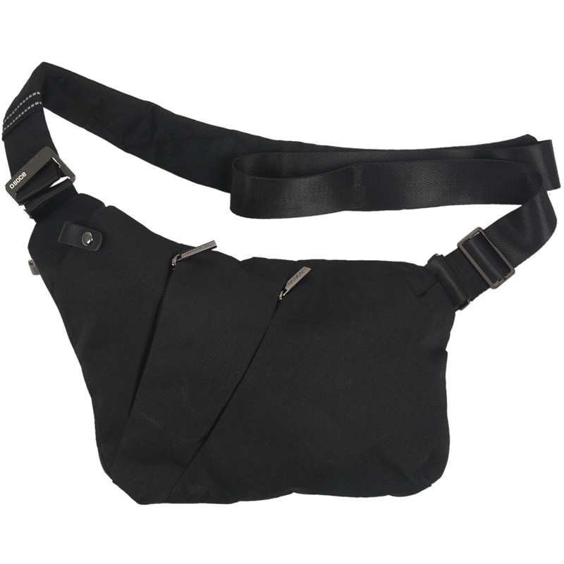 Osoce Nylon Bandoulière Poitrine Mince Fronde Sac Casual Sac Cartable: Black