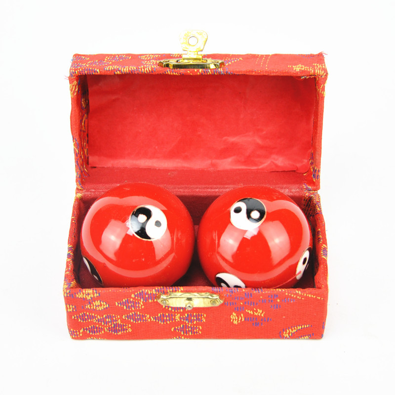Boule de santé cloisonnée chinoise, soulagement du Stress, thérapie à la main, masseur, Yin Yang, balles de Fitness: Red