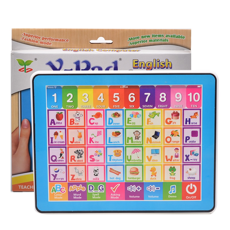 Engels ABC Computer Educatief Speelgoed voor Kinderen, ypad Leren Machine Kinderen Tablet met 10 Nummer en 26 Alfabet Leren