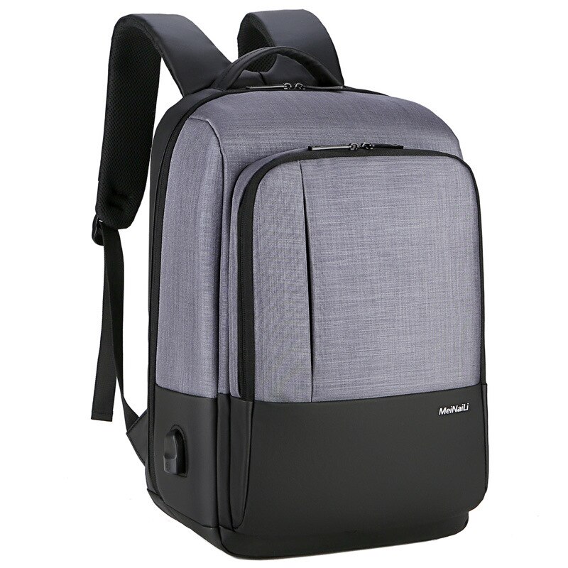 Mochila de negocios para hombre Casual 14 15,6 pulgadas bolsas de carga USB gran capacidad viaje corto Mochila impermeable: Gris