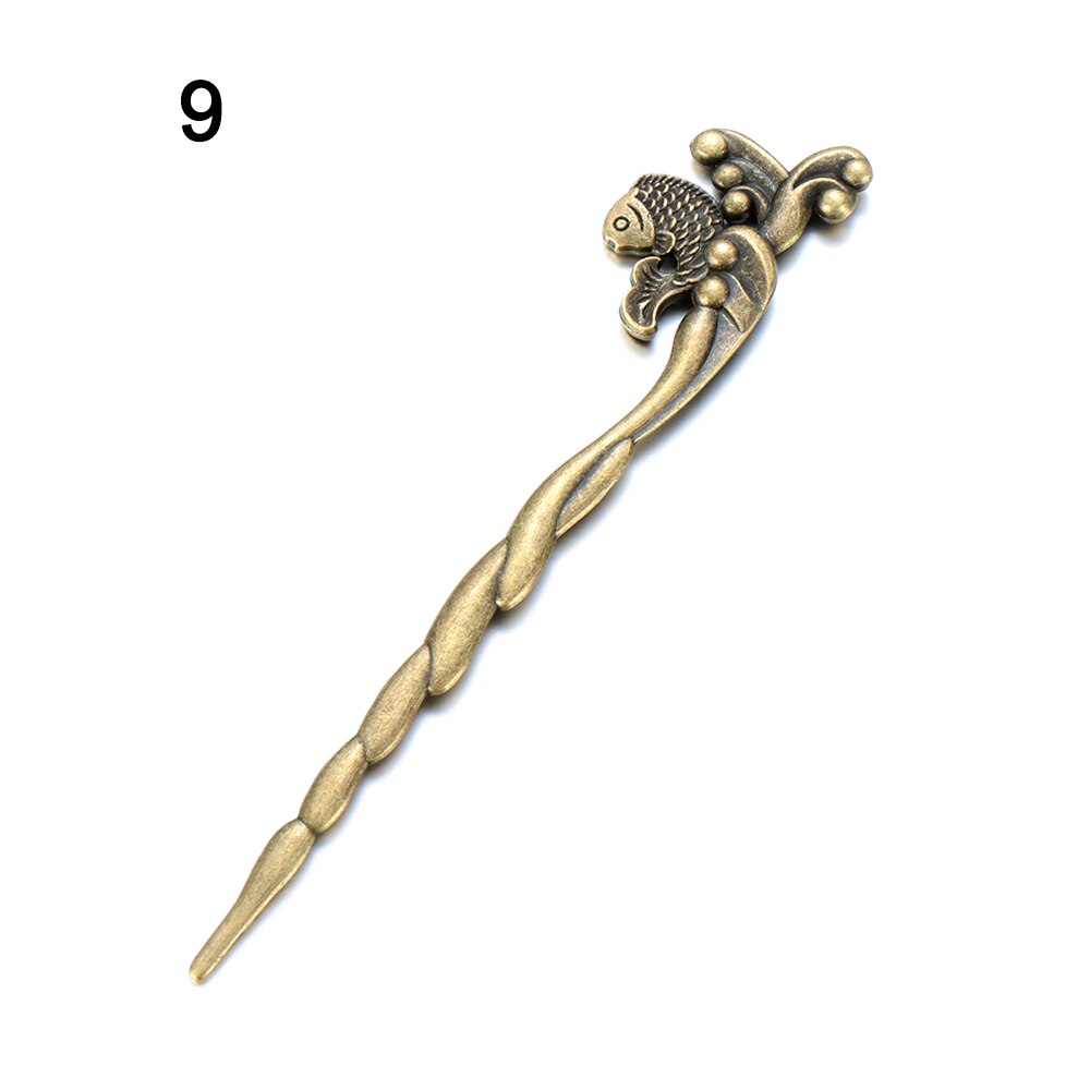 Vintage bronse hårspenne retro metallisk metall hårstift kvinner jenter hår styling verktøy hår gaffel buet hårnål: 9