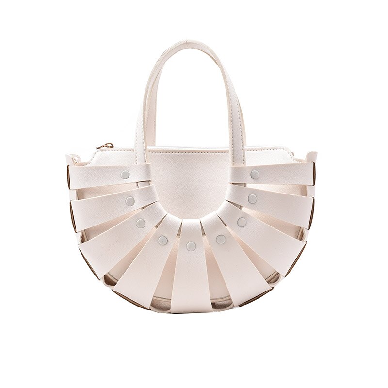 Atli Halve Cirkel Kleine Pu Lederen Crossbody Tassen Voor Vrouwen Trend Vrouwen Branded Trending Schouder Handtassen Tote: White
