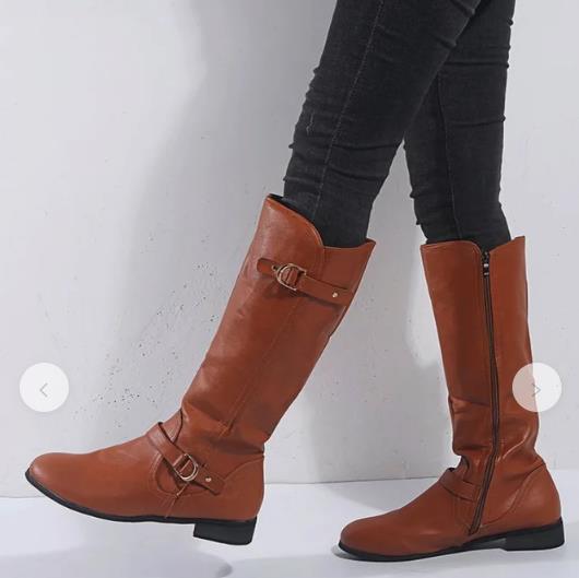 Femmes chaussures hiver talons bas offre spéciale en cuir PU femmes bottes bottes hautes décontracté Zapatos Mujer Sapato 4X021