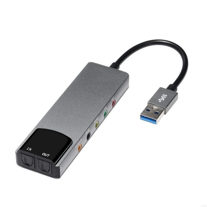 Interface de áudio usb, placa de som externa com entradas para microfone, entrada de linha e saída óptica spdif para edição de áudio.: Cinza