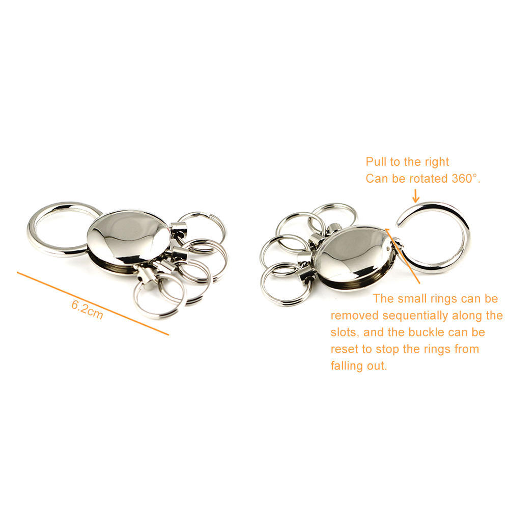 Waist Hanging Round Metal Keychain Keyring Key Holder Detachable Ring Outdoor Carabiner Buckle Men Women Zinc Alloy