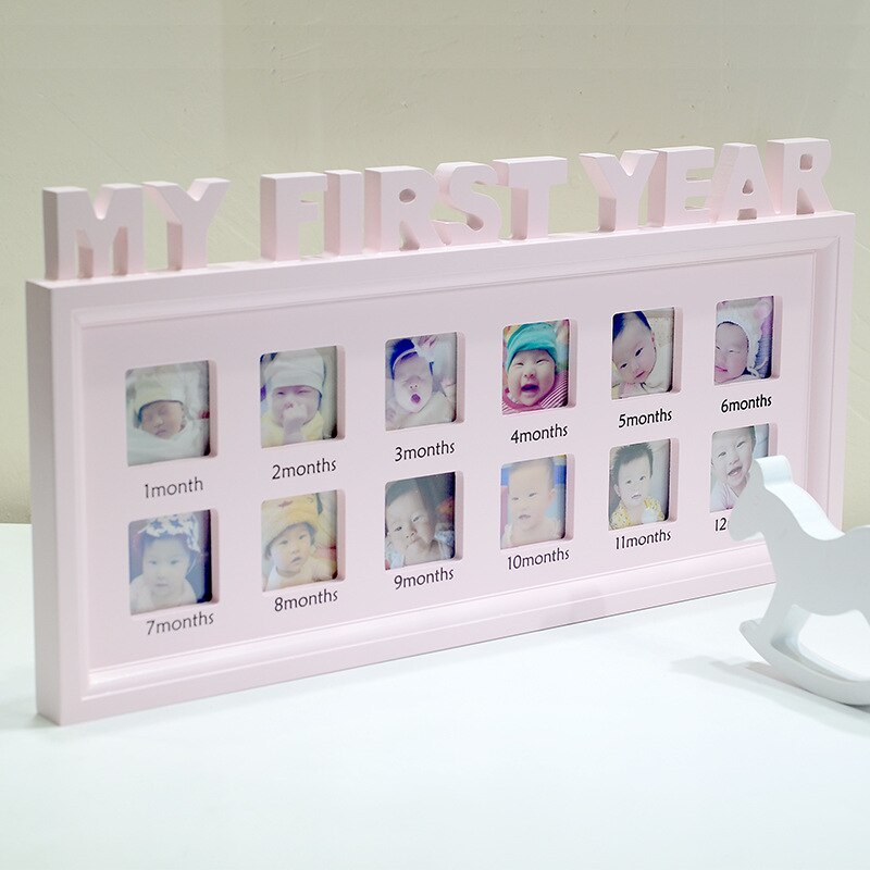 My First Year Photo Frame 12 Month Souvenirs Memory Pictures Display Baby Shower Party Baby 1st Year Baby Memories Frame