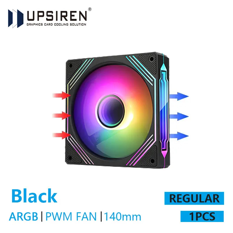 UPSIREN PF-14 PRISM 4PRO ventilateur de châssis d'ordinateur 14 cm ARGB 4 broches PWM ventilateur de refroidissement silencieux 12 V grand Volume d'air 61,5 CFM/650-1800 tr/min: Noir
