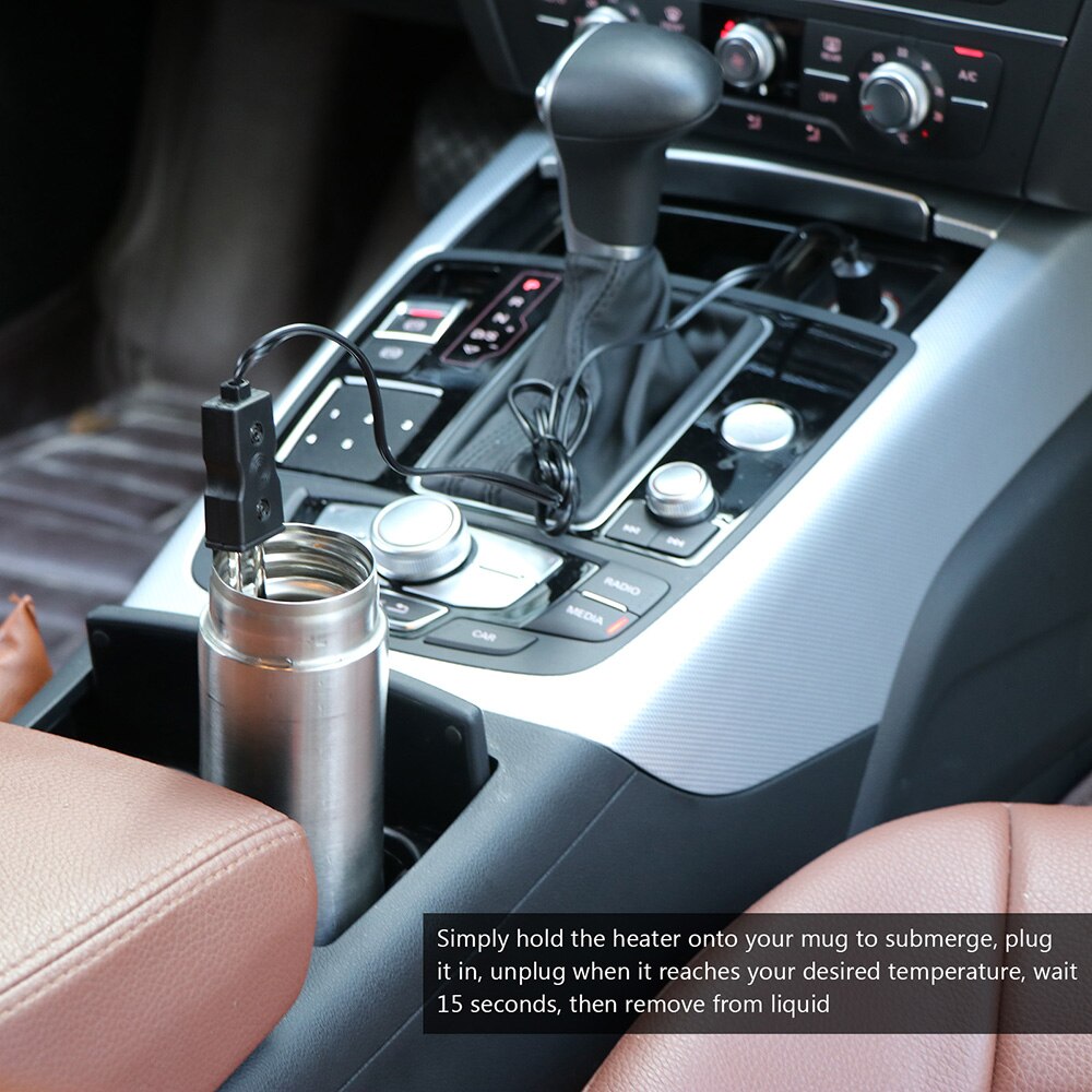 Calentador de agua para bebidas de coche, dispositivo eléctrico de inmersión de 12V, para té y café, portátil, seguro, automático