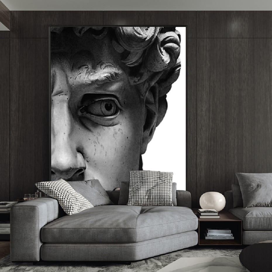 Nordic Black and White David Head Sculpture Posters And Prints Wall Art Canvas Paintings Pictures Living Room Home Decoration