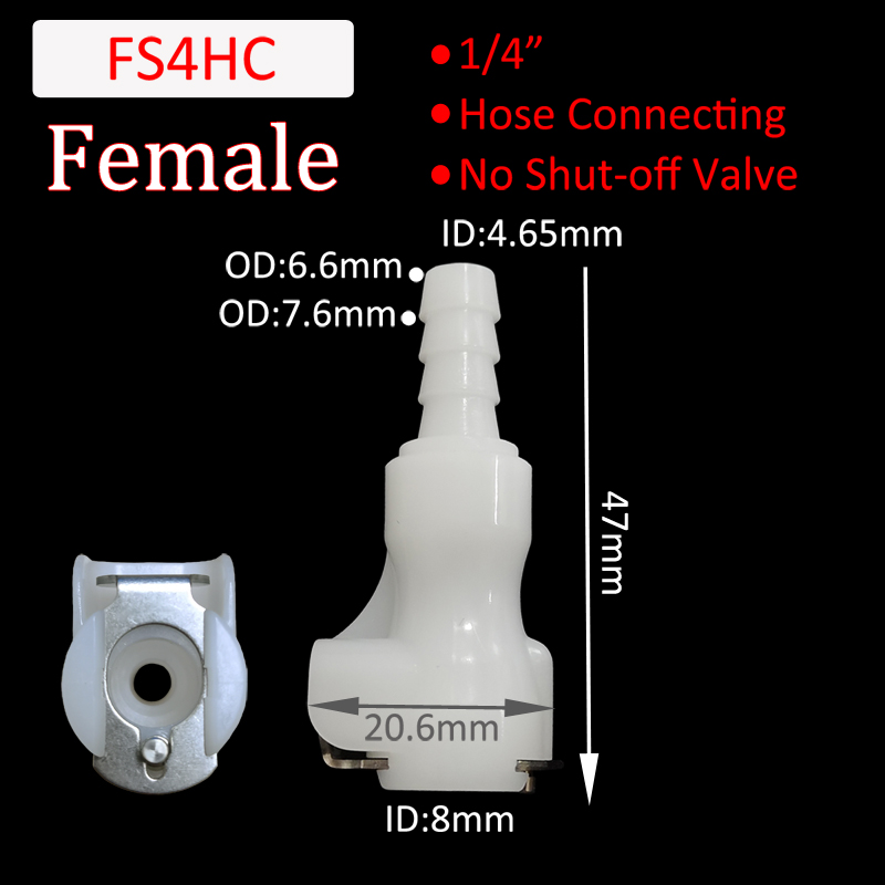 3/16 1/4 Hose Barb Valved quick Coupler disconnect fitting Coupling Male Female Quick Shut-Off Hose Joint Tube Connector