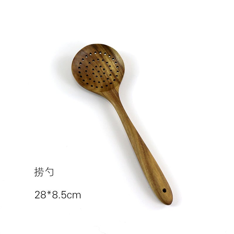 1PC solid wood soup spoon rice spoon tableware cooking long handle wooden shovel household kitchen shovel cooking spoon set: A