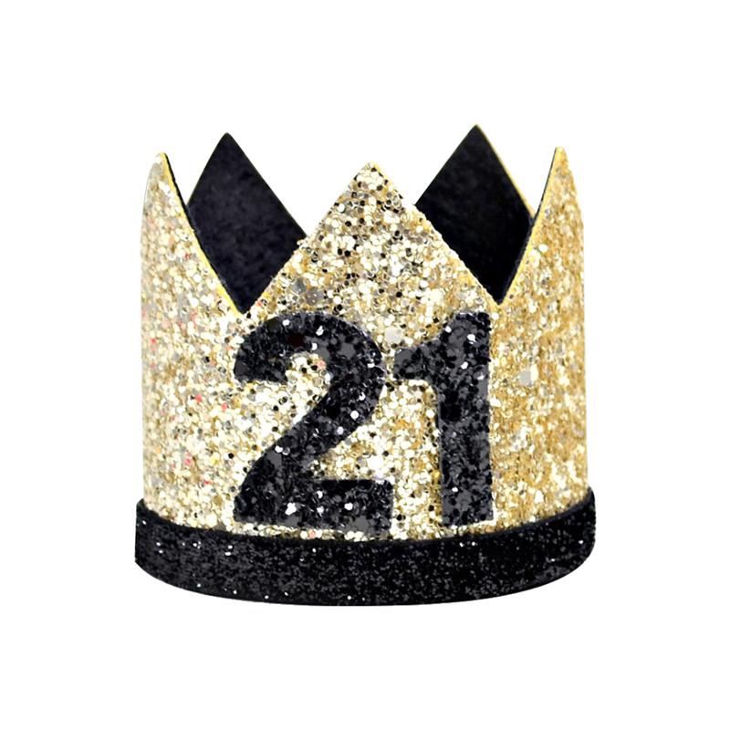 Verjaardagsthema glitterstof verjaardagshoedjes feest baby muts mini hoed eerste verjaardag feestversiering volwassen verjaardag nummer hoed: Lichtgeel