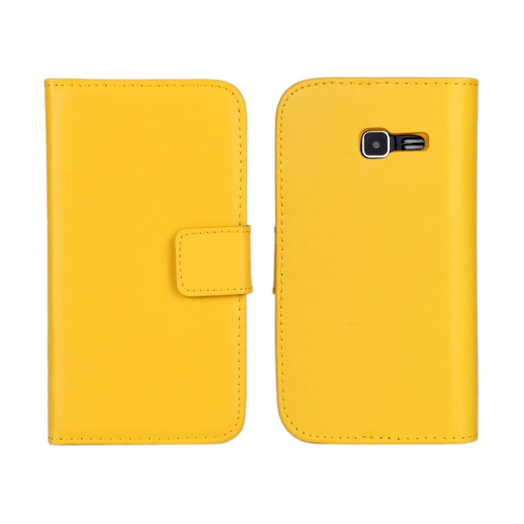 S7390 Titolare Della Carta Fondina della cassa Del Raccoglitore Per Samsung Galaxy Trend Lite S7390 Magnetico Della Copertura di Vibrazione custodia In Pelle Retro sacchetti Del Telefono: Giallo