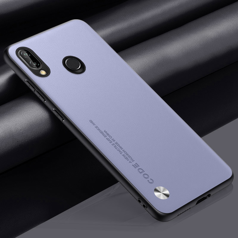 Funda de cuero PU de lujo para Huawei Nova 3 3i Nova3 i, funda trasera de silicona mate, funda de teléfono de protección completa para Huawei P Smart Plus: Tela de algodón / Púrpura claro