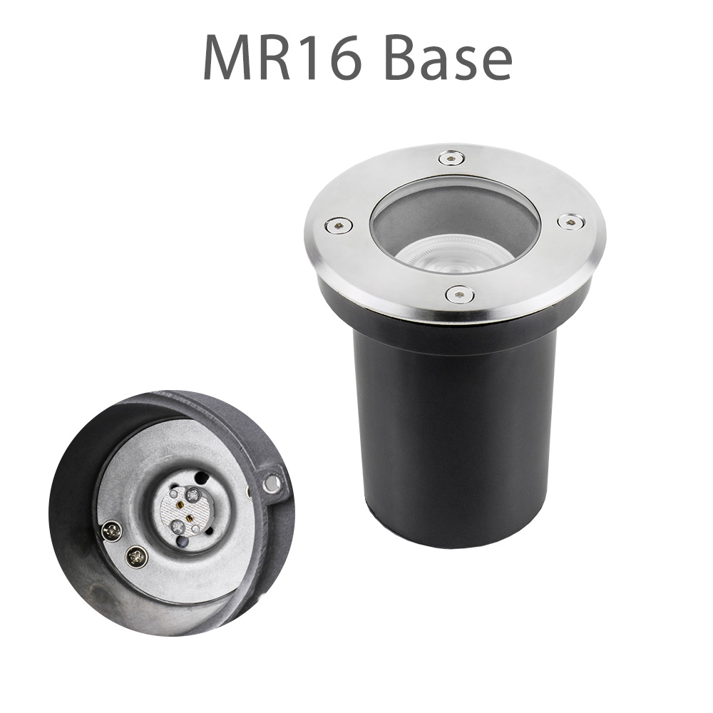 Underground Light 12V 85-265V LED Buried Lights IP67 GU10 MR16 Lamp Decking Stairs Terrace Garden Path Inground Lighting Outdoor: Round MR16 Base