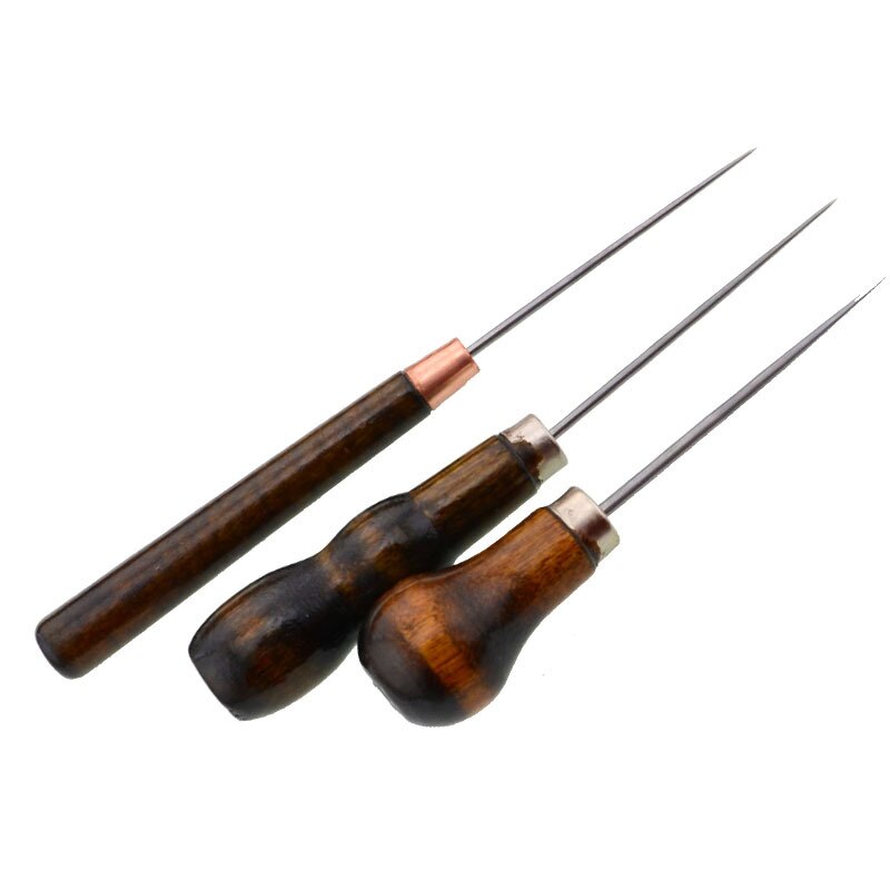 Durable Leather Wood Handle Awl Tools For Leather craft Stitching Sewing Accessories Fast