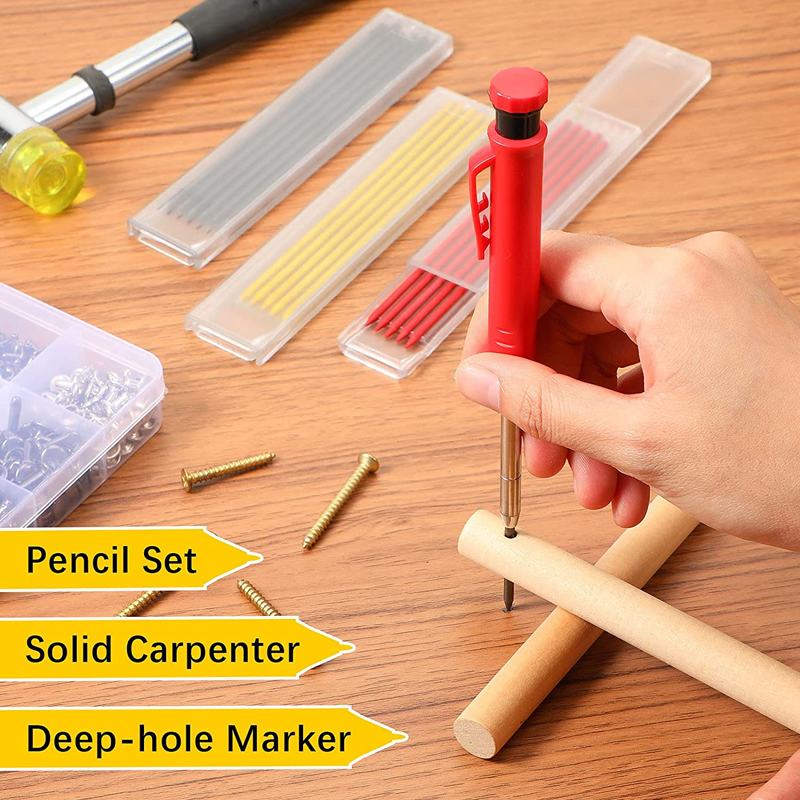 Solide Tischler Bleistift mit Nachfüllung Blei und Gebaut-in Spitzer für Tiefe See Mechanische Bleistift ritzen Kennzeichnung Holzbearbeitung Werkzeug