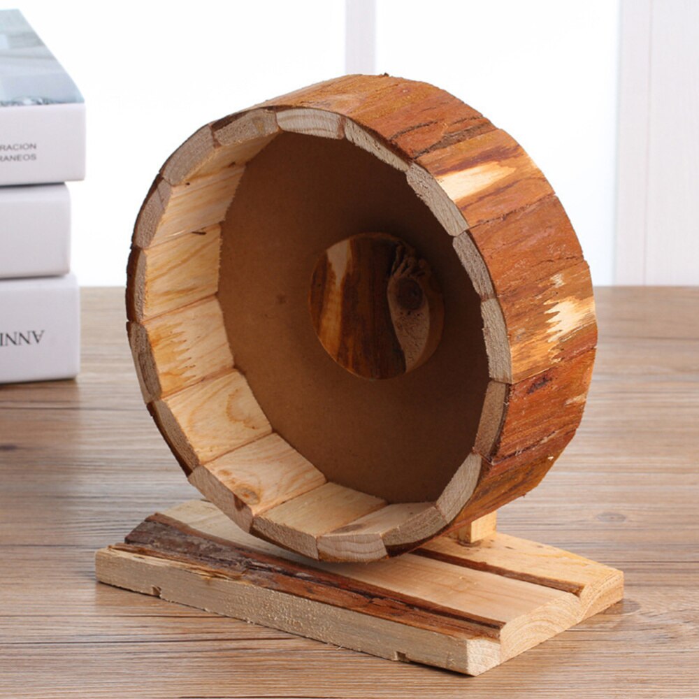 Houten loopwiel, stil lopend spinnerwiel, kauwspeelgoed voor hamster, chinchilla, eekhoorn (medium)