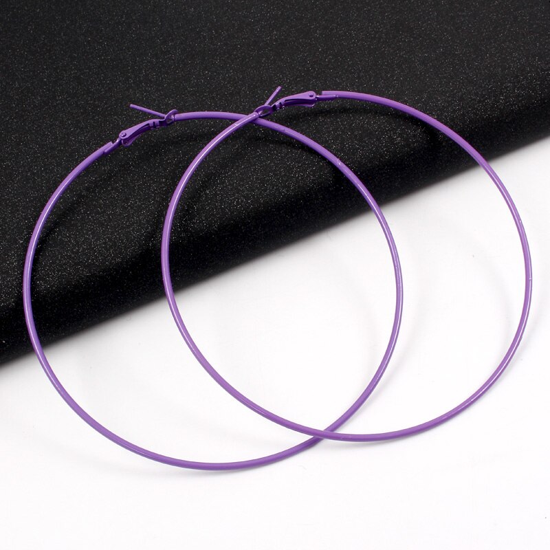 GEOMEE 1 Paar 90mm Diameter Hoepel Oorbellen Grote Gladde Cirkel Oorbellen Basketbal Brincos Wit Zwart Pendientes voor Vrouwen Sieraden