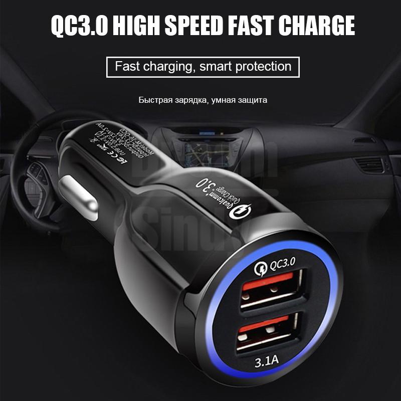 Usb Autolader 3.1A Quick Charge 3.0 Fast Charger Voor Iphone Huawei P40 P30 P20 Mate 30 20 Lite Honor dual Usb Telefoon Oplader