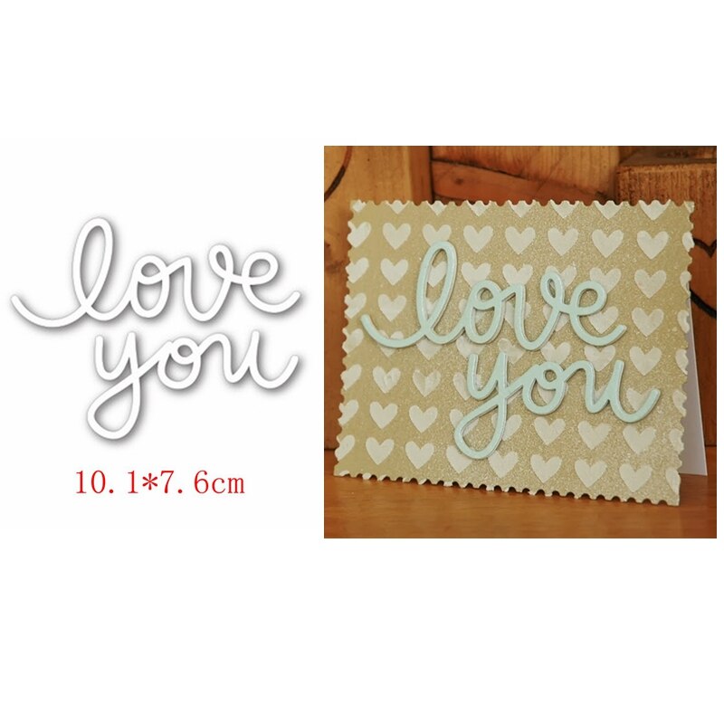 Mots vous aiment doux coeur couronne étoile briser bordure cadre carré métal matrices de découpe bricolage artisanat faisant modèle #18: 5