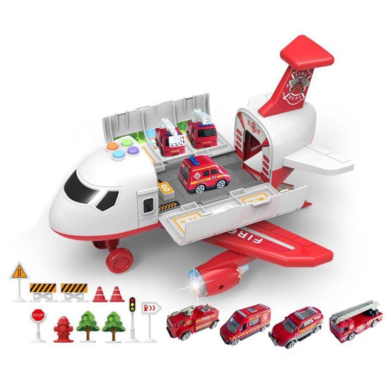 Musik lys simulering inerti børns fly legetøj med mini lastbil: Rød
