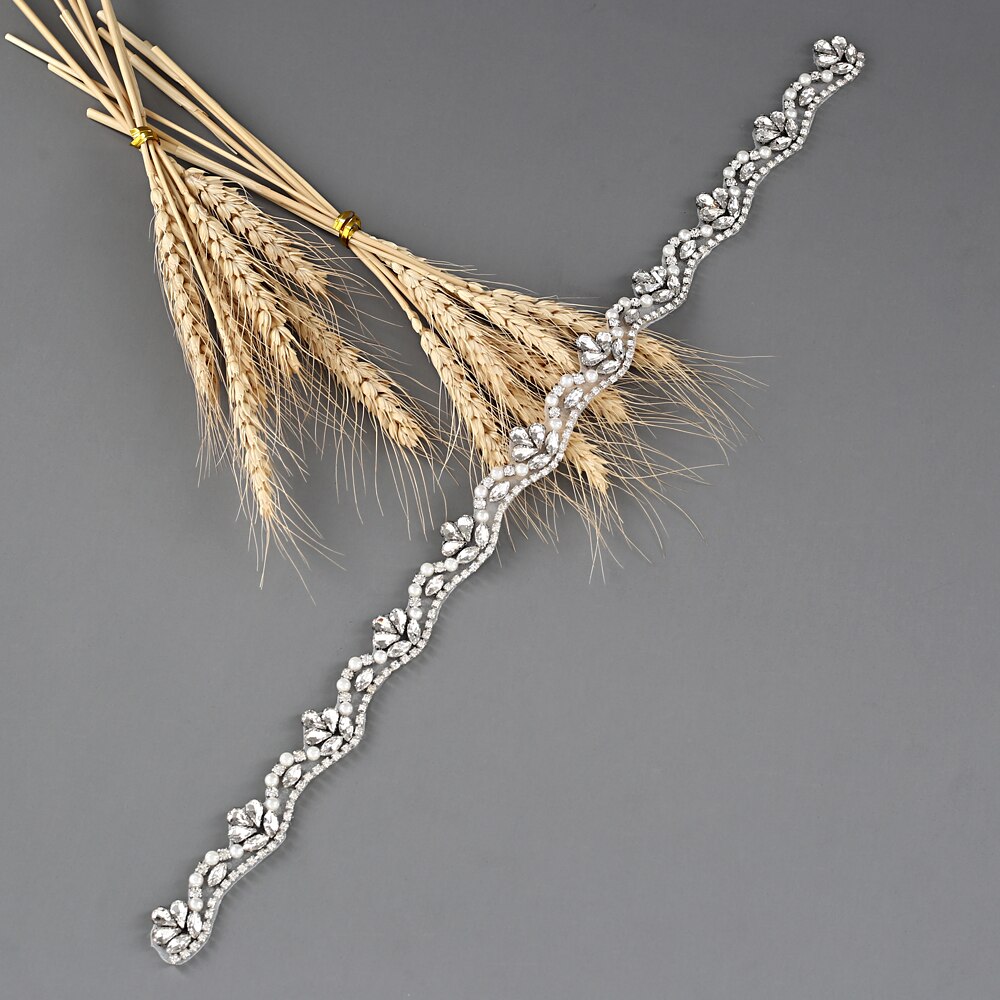 Perle brudekjole bælte juvel brude bælte rhinsten bryllup sash diamant brude tilbehør plus size rhinsten bælte scs 421