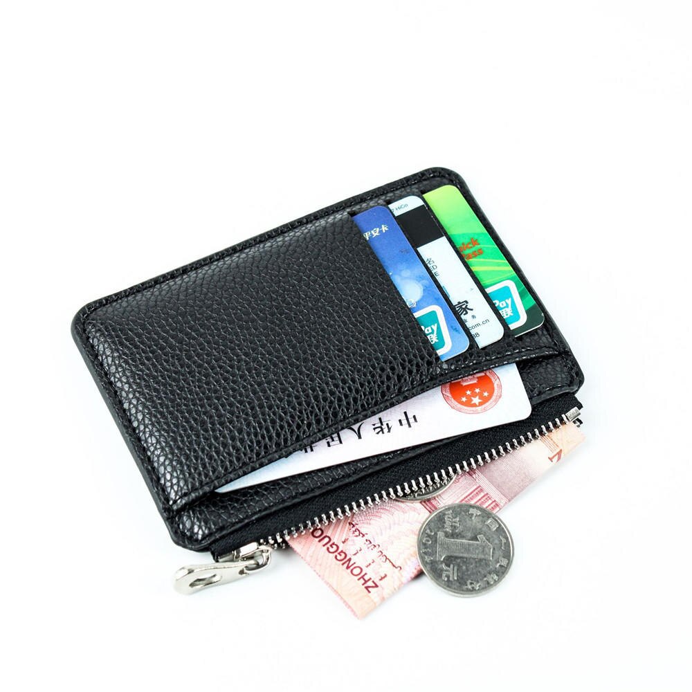 1pcs Slim Women Card Holder PU Leather Unisex Zipper Business Card Case Men Credit Mini Cards Holder Wallet