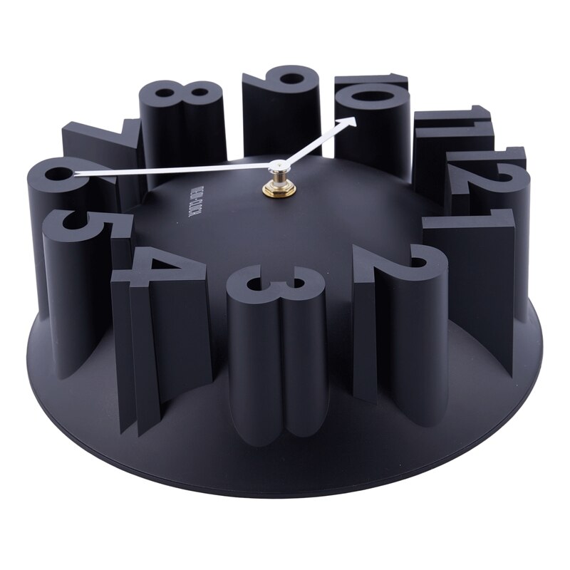 Decoración del hogar arte moderno 3D número Domo redondo pared Relojes, negro 22,5*22,5*9cm