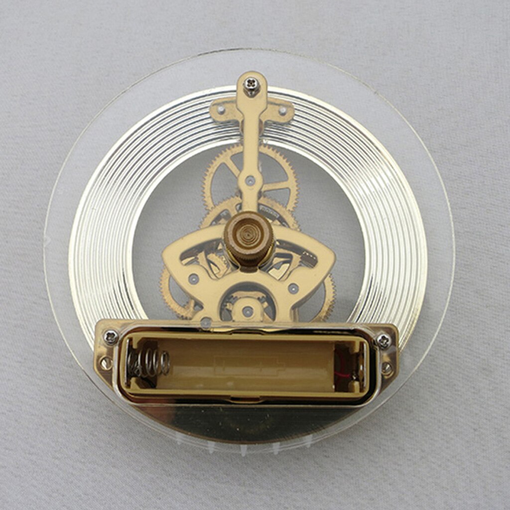 Quartz Skeleton Clock Movement Insert w/ Rotating Gears Black Roman Numerals