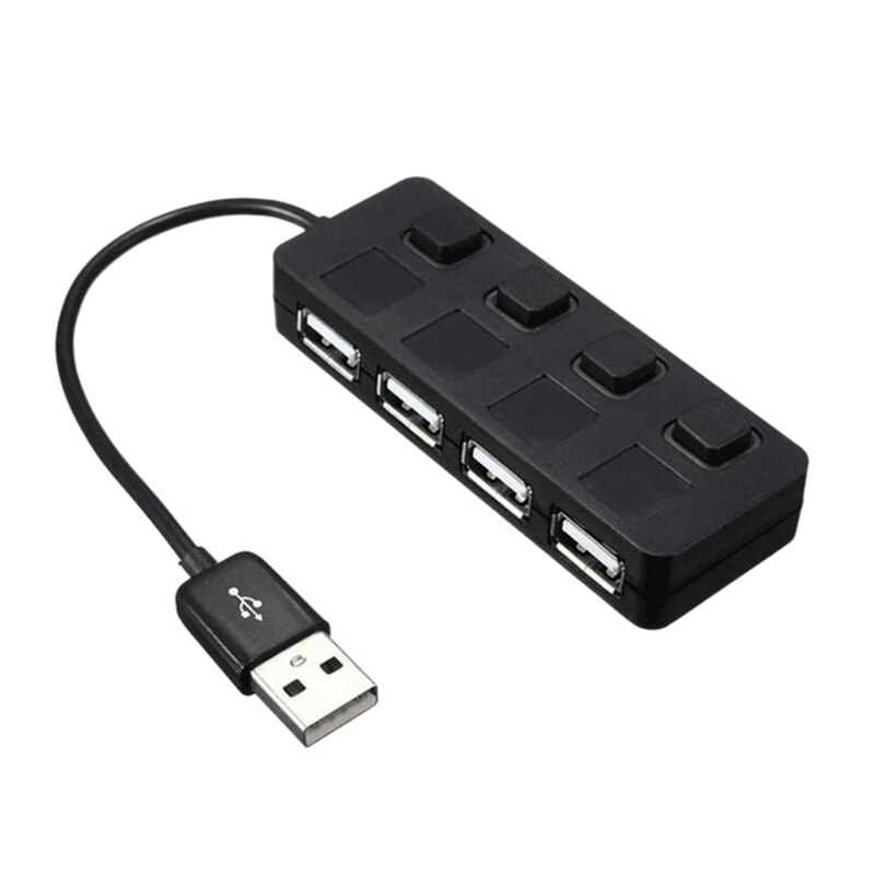 Hub, adaptador USB 2,0 de 4 puertos, con interruptor de alimentación LED independiente, concentrador de datos portátil, adecuado para Windows XP/Vista/7/8/10: Default Title