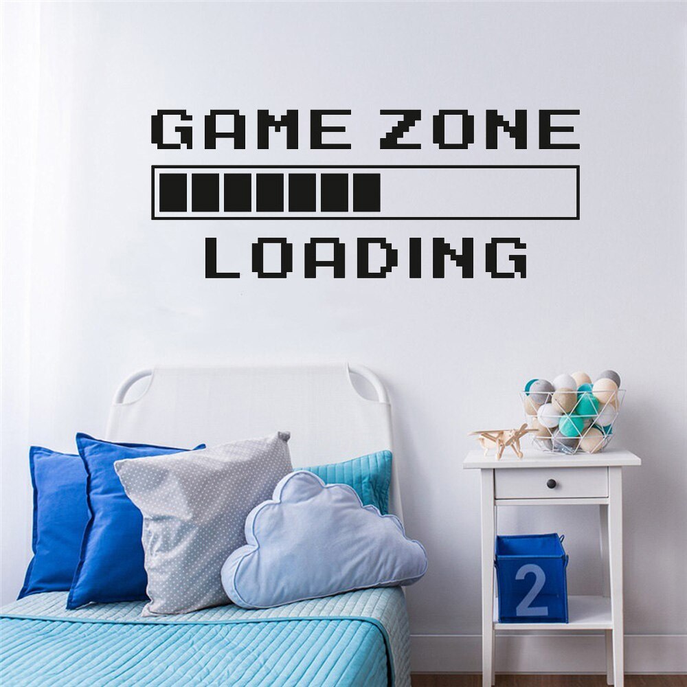 Spil værelse hjem indretning computer videospil zone loading decal væg citat vægmaleri gamer tegn vinyl vægklistermærke legerum indretning