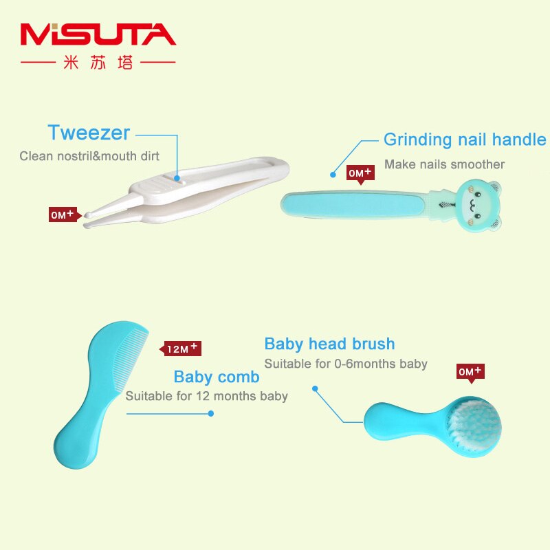 8PCS/Set Baby Nail Scissors Nail Clippers Safe Sanitary Baby Daily Care Kids Head Comb Head Brush Children Cleaning Kit