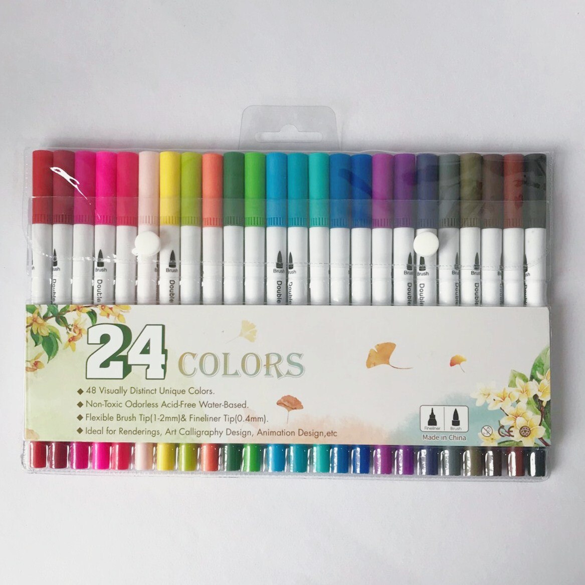 24/36/48/60/80/100 Colors FineLiner Drawing Painting Watercolor Art Marker Pens Dual Tip Brush Pen set School Supplies tool