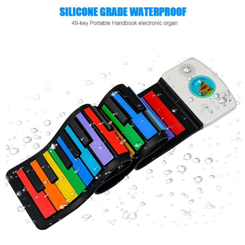 Piano enrollable de silicona Flexible para niños y estudiantes, teclado electrónico portátil suave de 49 teclas, de música de órgano