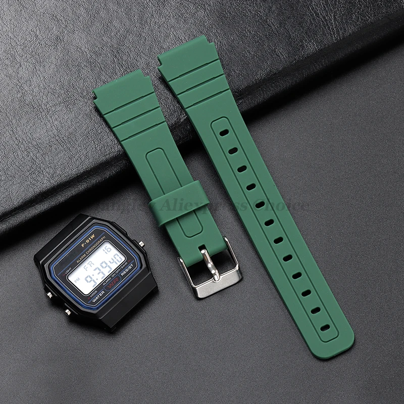 Siliconen Horlogeband voor Casio F-91W W-800H 18mm voor W800H SGW400 F84 F105/108 A158/168 AE1200/1300 heren Sport Rubberen Armbanden