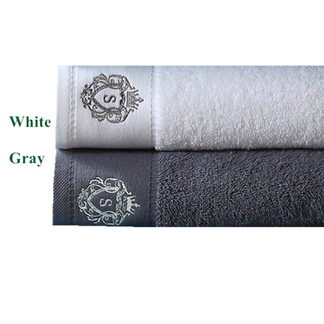 2Pcs 5 Sterren Luxe Hotel Satijn Handdoek Badkamer 100% Katoen Paar Douche Voor Thuis 35*78 Cm wit Blauw Grijs 3 Kleur Handdoek: White gray