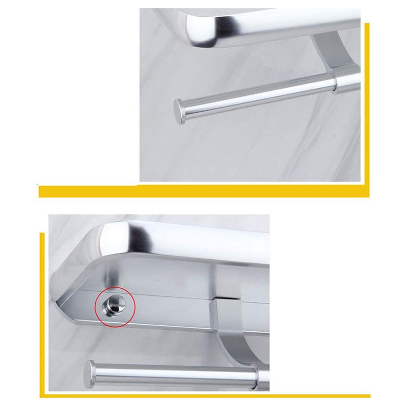 Ruimte Aluminium Papier Handdoekenrek Hotel Badkamer Dubbele Papierrol Rack Toiletrolhouder Eenvoudige Mobiele Telefoon Rolhouder, silve