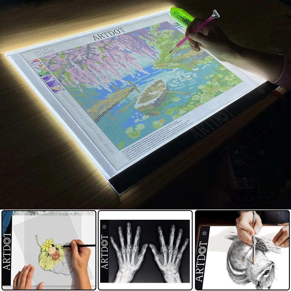 LED Drawing Pad - A4 Size - USB Powered - Ultra-Thin - Animation Tracking Light Box - for Diamond Painting