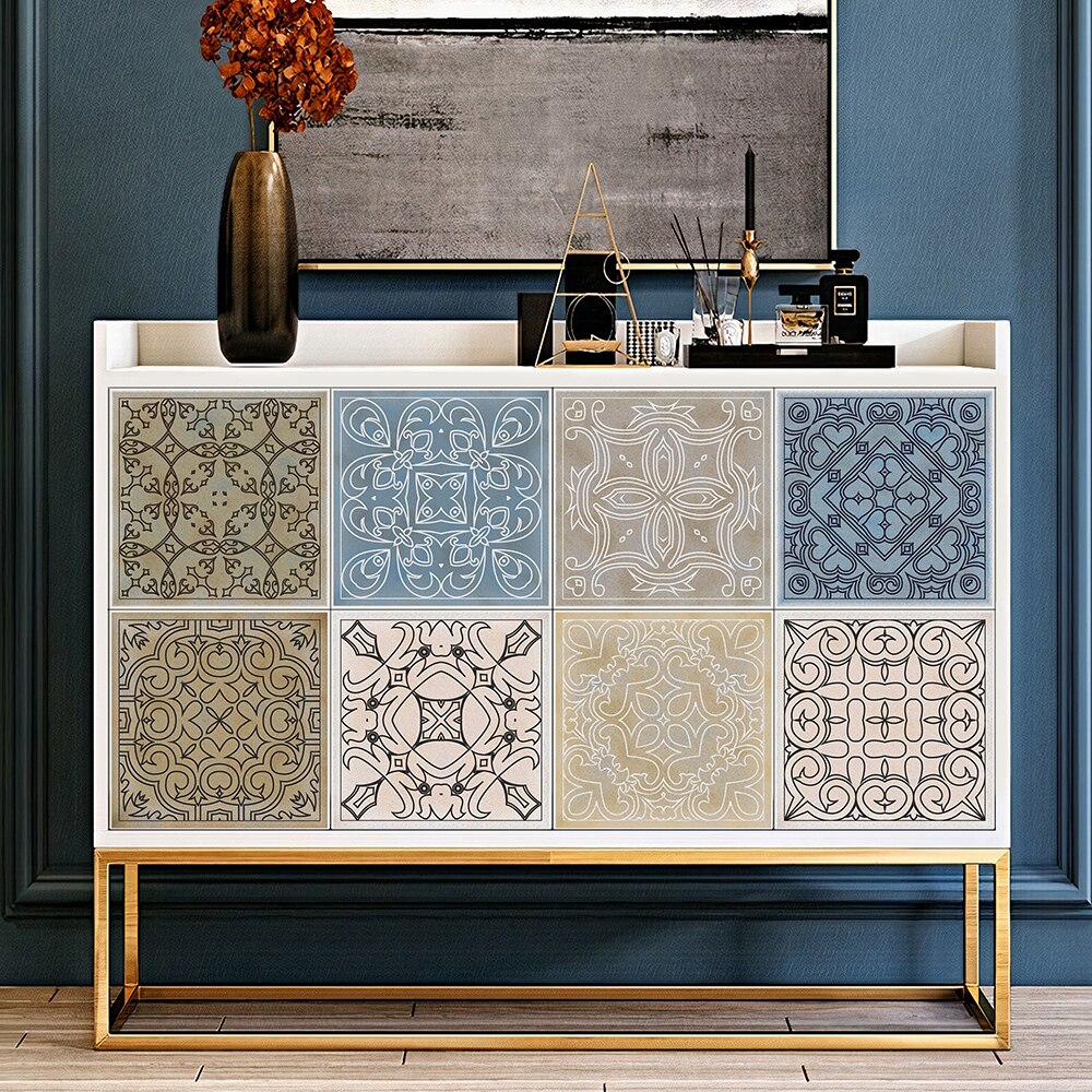 4 Pièces Autocollants pour Carrelage Mural Arrière de Cuisine, Motif Marbre