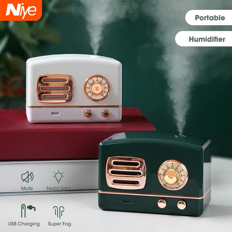 Portable Luchtbevochtiger Smart Home Fogger Mist Maker Retro Etherische Olie Diffuser Met Nachtlampje Innovatieve Kerstcadeau