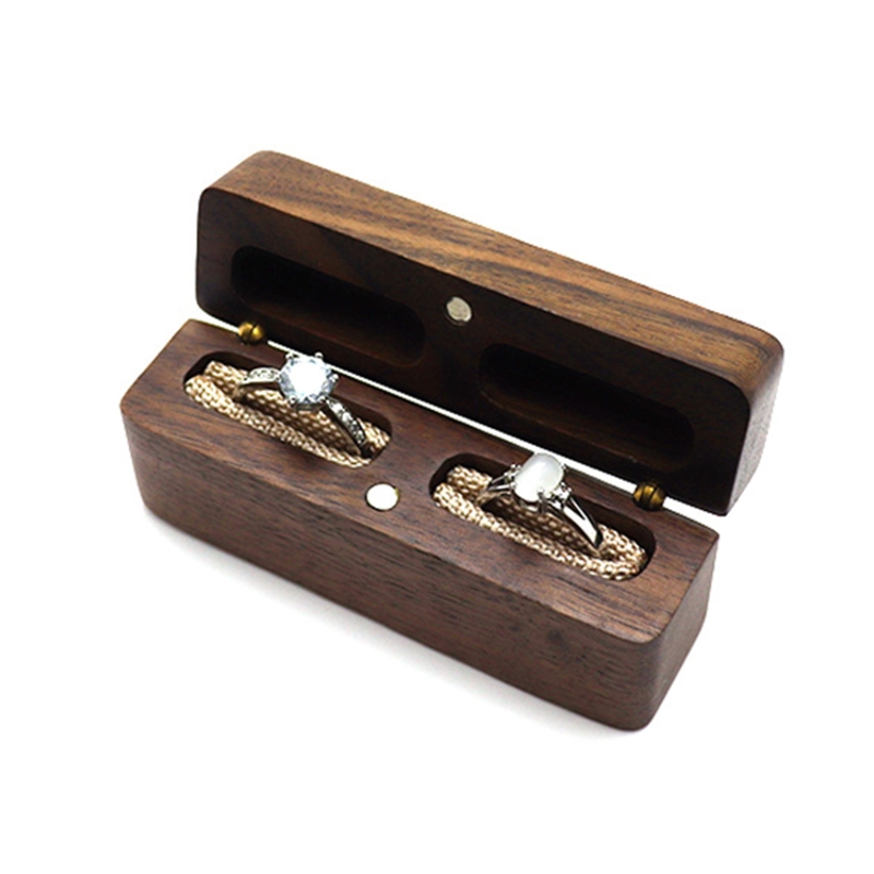 Caja de madera para anillos de compromiso, propuesta, ceremonia de boda, caja para anillos de exhibición de Joyas, caja para anillos: 9