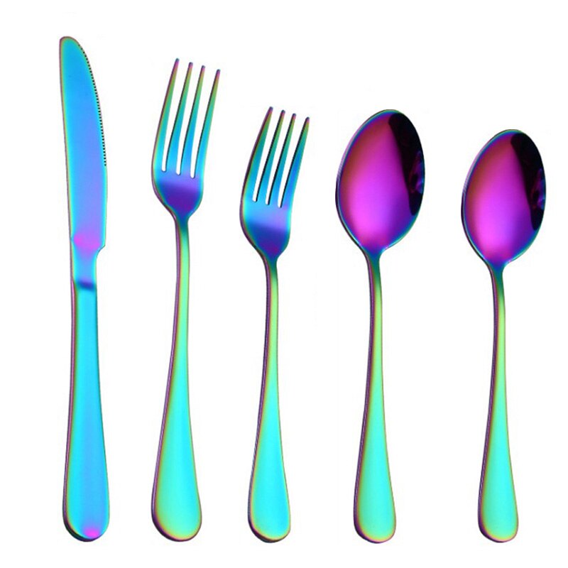 Goud Bestek Set Vorken Lepels Vorken Messen Servies Set Servies Stalen Bestek Set Chopstick Lepel Mes Vork: 04