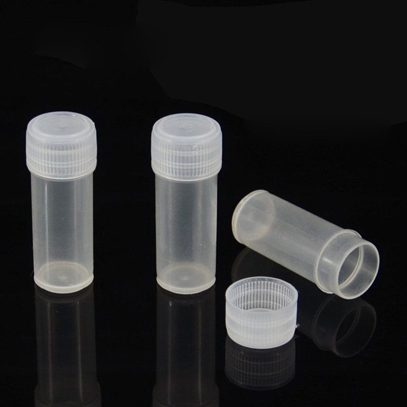 50Pcs/lot 5ml Plastic Sample Bottles Mini Clear Storage Vials Case Pill Capsule Storage Containers Jars Test Tube Pot For Lid