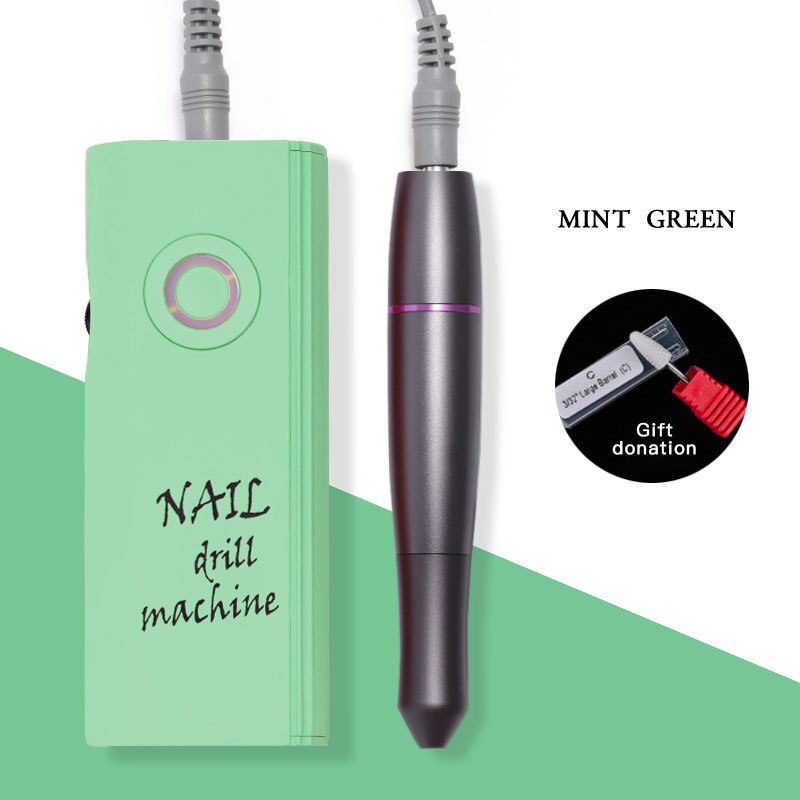 30000 RPM Rechargeable Portable Electric Nail Manicure Machine Pedicure Nail Polisher Remove Nail Drill Bits Set Tools TSLM2: green
