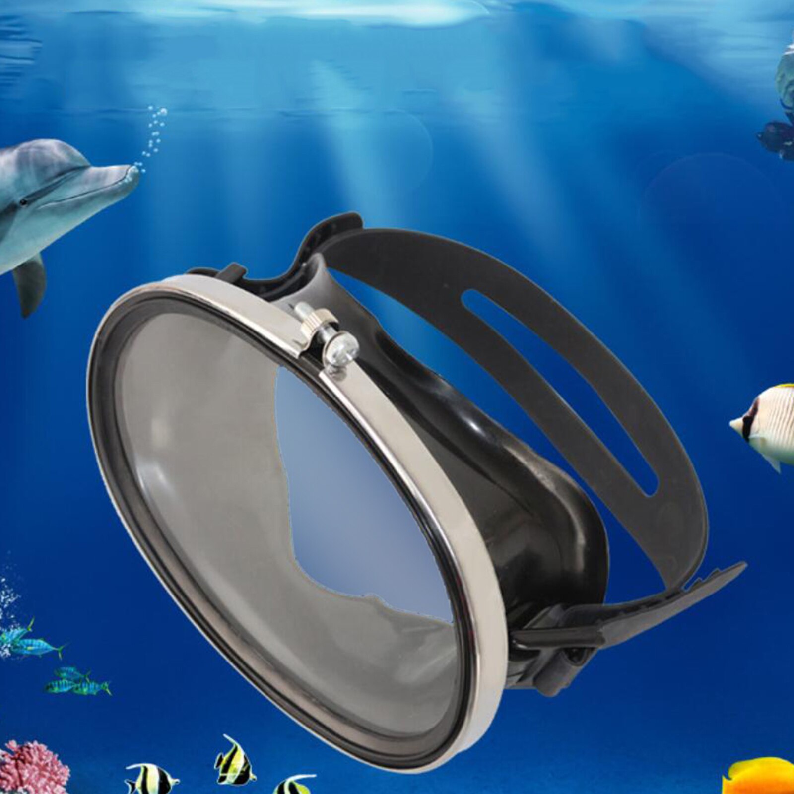 Adult Leakproof Scuba Free Diving Oval Mask Anti-Fog Snorkeling Swimming Goggles with Elastic Rubber Strap for Women Men: Black
