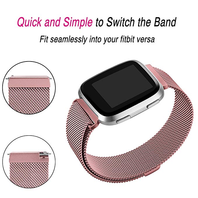 Metal Stainless Steel Band For Fitbit Versa/Versa 2 Strap Wrist Milanese Loop Magnetic Bracelet Male Lady Size Smart Accessories